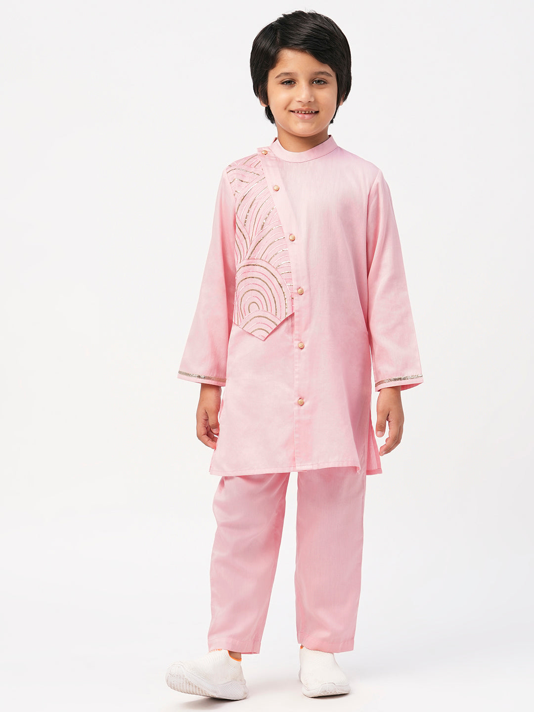 Bollywood Tadka Pink Kurta Pant Set For Boys