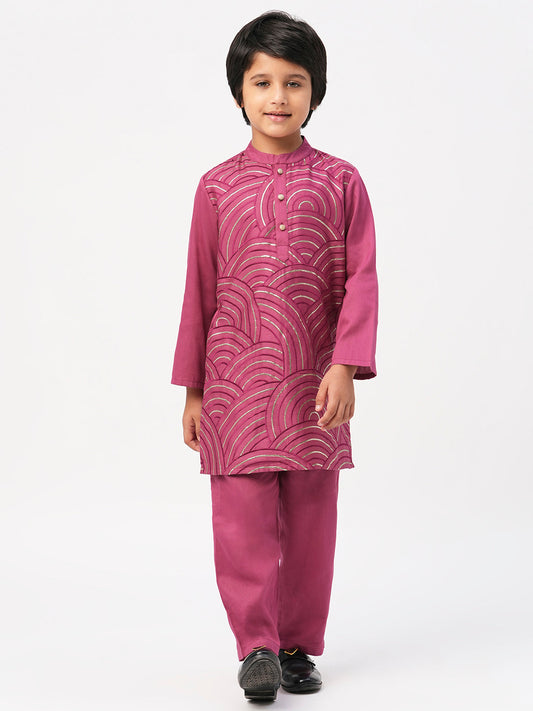Bollywood Tadka Wine Kurta Pant Set For Boys