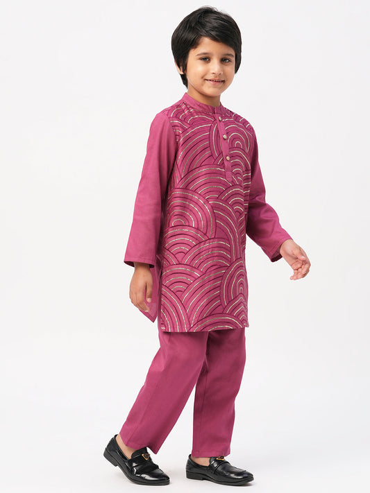 Bollywood Tadka Wine Kurta Pant Set For Boys