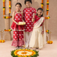 Girls Stylish Off White Lehenga with Red Choli and Dupatta Set