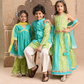 Jaipur Girls Green Cotton Lehanga and Choli with Dupata Ethnic Set