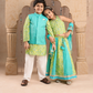 Jaipur Girls Green Cotton Lehanga and Choli with Dupata Ethnic Set