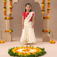 Girls Stylish Off White Lehenga with Red Choli and Dupatta Set