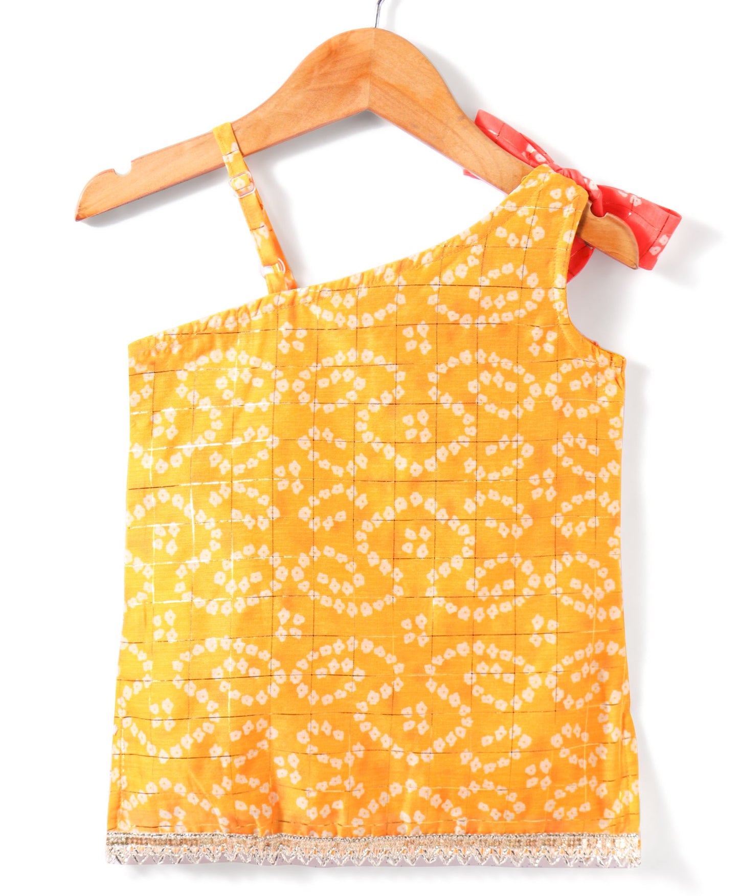Girls Printed Chanderi Lurex Kurta Sharara Set