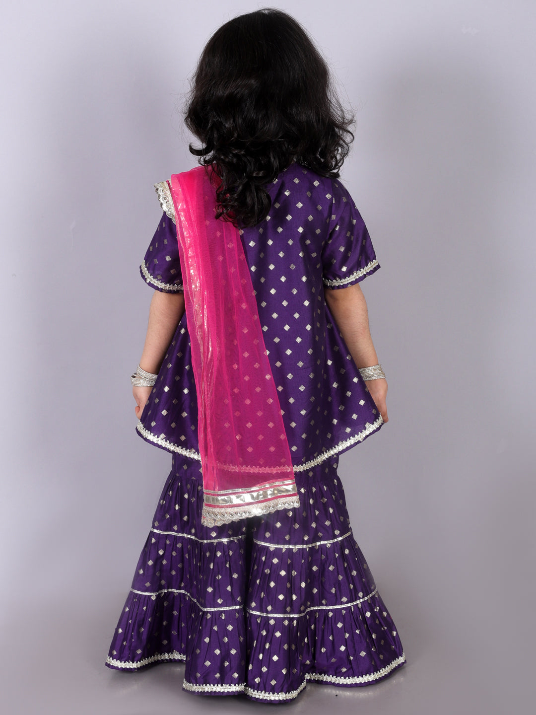 Zarqa Girls Purple Kurta With Sharara Set