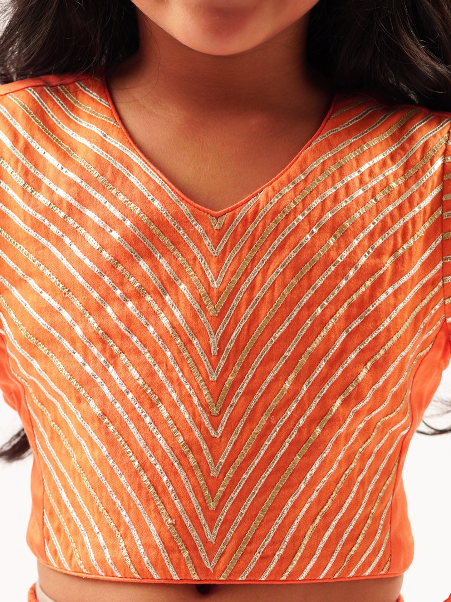 Mehfil Orange Ghagra Choli Dupatta Set For Girls