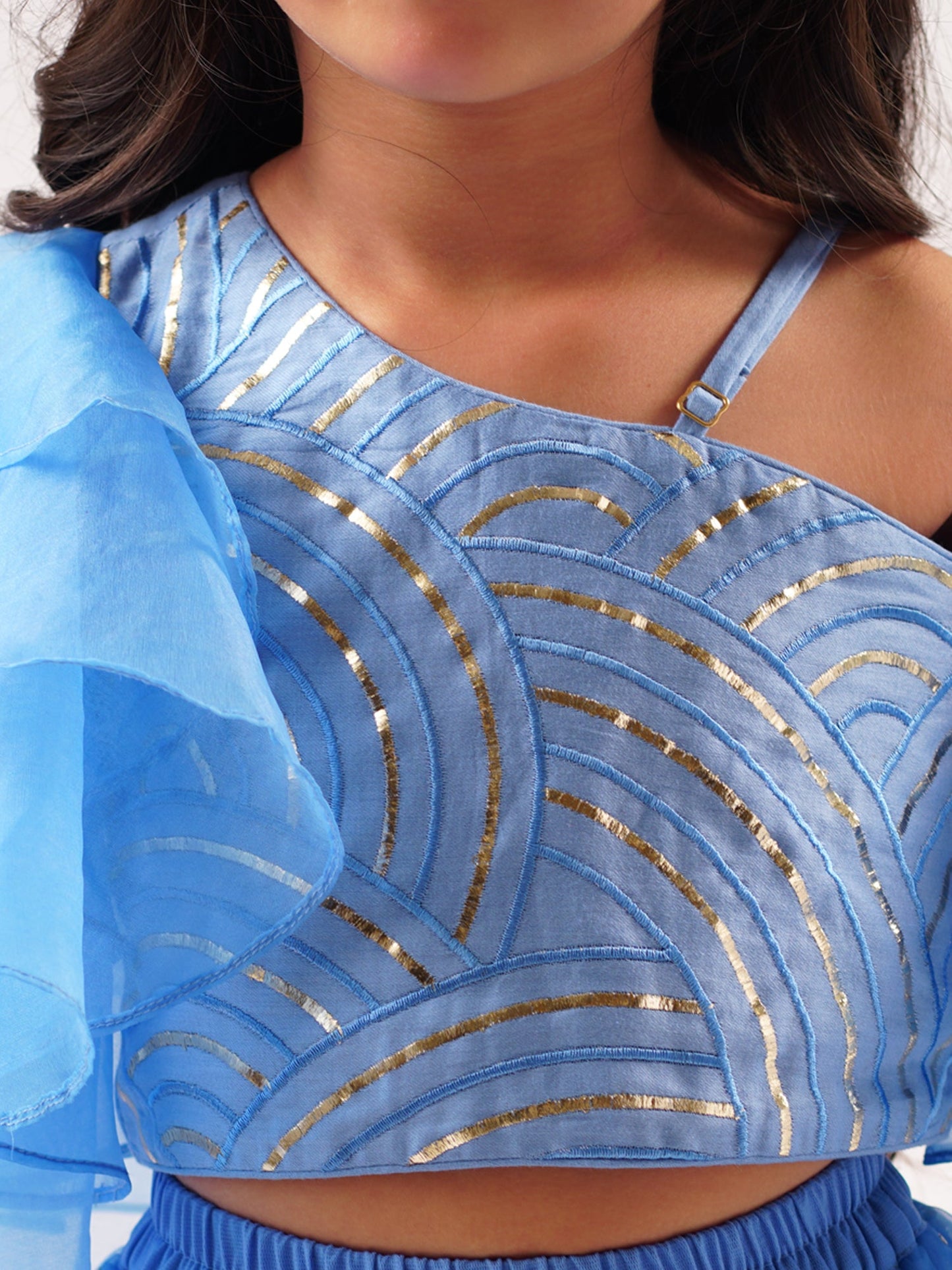 Bollywood Tadka Blue Ghagra Choli Set For Girls