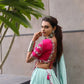 Raas | Sky Light Color Navratri Chaniyacholi with Mirror Work