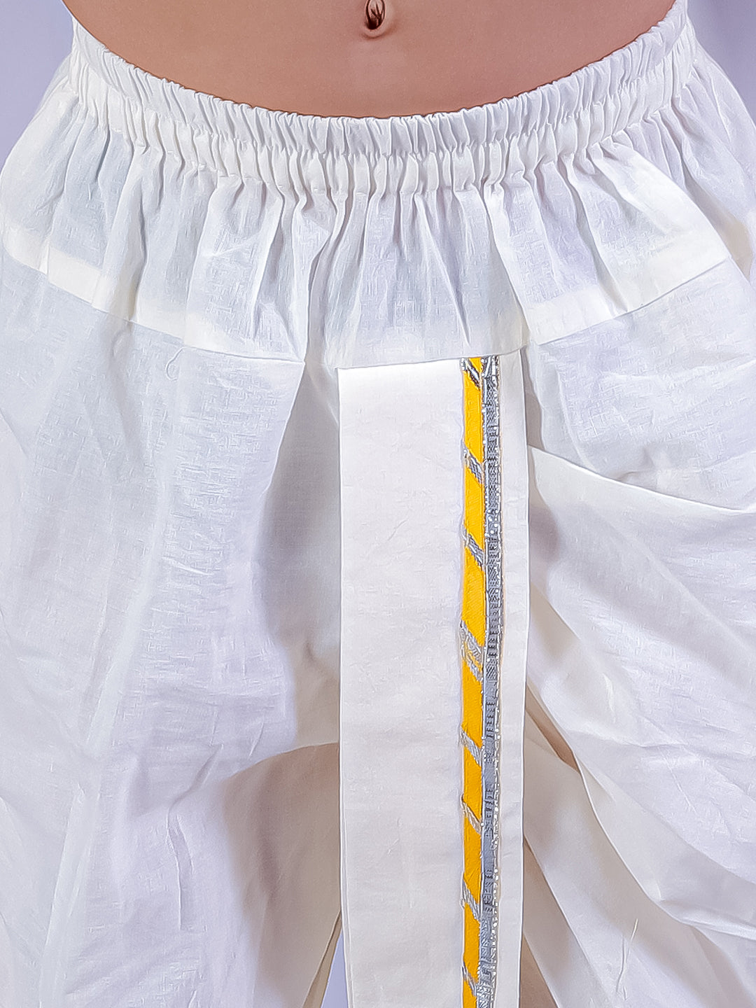 Marigold Magic Yellow Boys Cotton Kurta And White Dhoti Ethnic Set