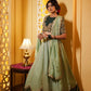Dark Green Silk & Tissue Bridal Lehenga