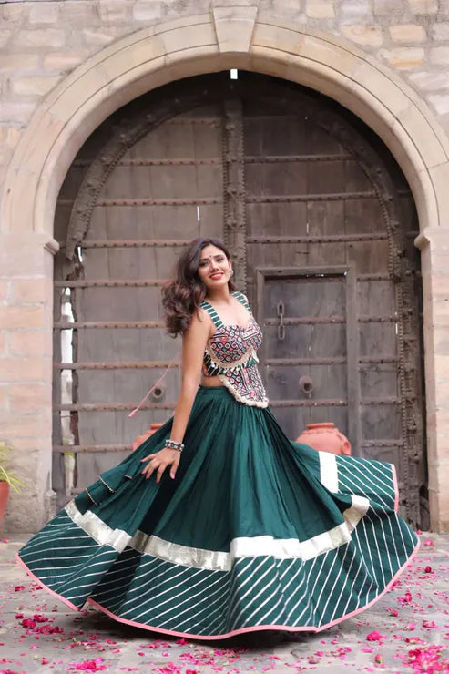 Raas | Navratri Chaniyacholi with Kutchi Work in Blouse