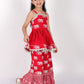 Trunk Tales Girls Red Kurta with Sharara set