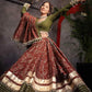 Green & Red Chaniyacholi with Shell Border