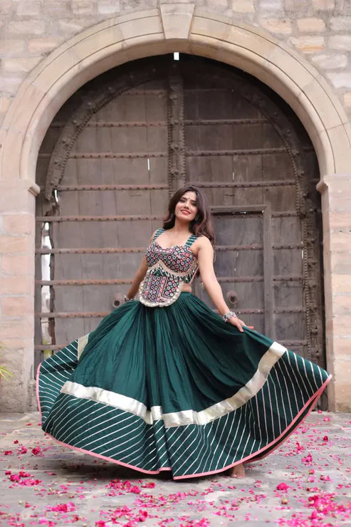 Raas | Navratri Chaniyacholi with Kutchi Work in Blouse