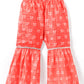 Girls Printed Chanderi Lurex Kurta Sharara Set