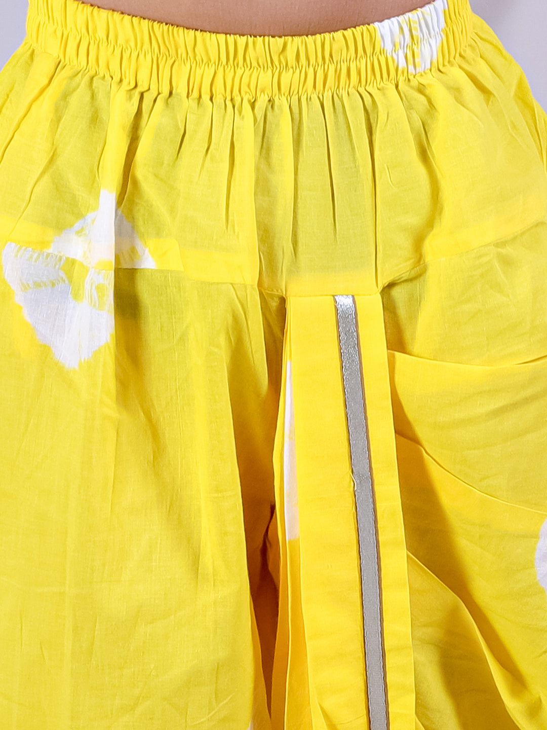 Marigold Magic White Boys Cotton Kurta And Yellow Dhoti Ethnic Set