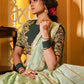 Dark Green Silk & Tissue Bridal Lehenga