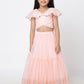 Paris Nights Girls Peach Sequin Embroidered Lehanga Choli