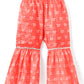 Girls Printed Chanderi Lurex Kurta Sharara Set