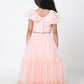 Paris Nights Girls Peach Sequin Embroidered Lehanga Choli