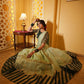 Dark Green Silk & Tissue Bridal Lehenga