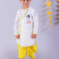 Marigold Magic White Boys Cotton Kurta And Yellow Dhoti Ethnic Set