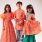 Raangoli Boys Orange Kurta With Pyjama Set