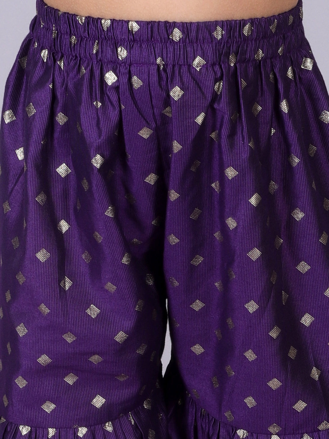 Zarqa Girls Purple Kurta With Sharara Set