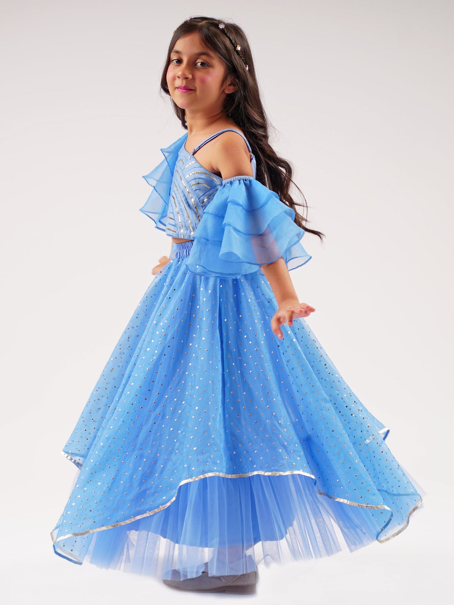 Bollywood Tadka Blue Ghagra Choli Set For Girls
