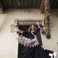 Raas | Black With Pink Thread Mirror work Chaniyacholi