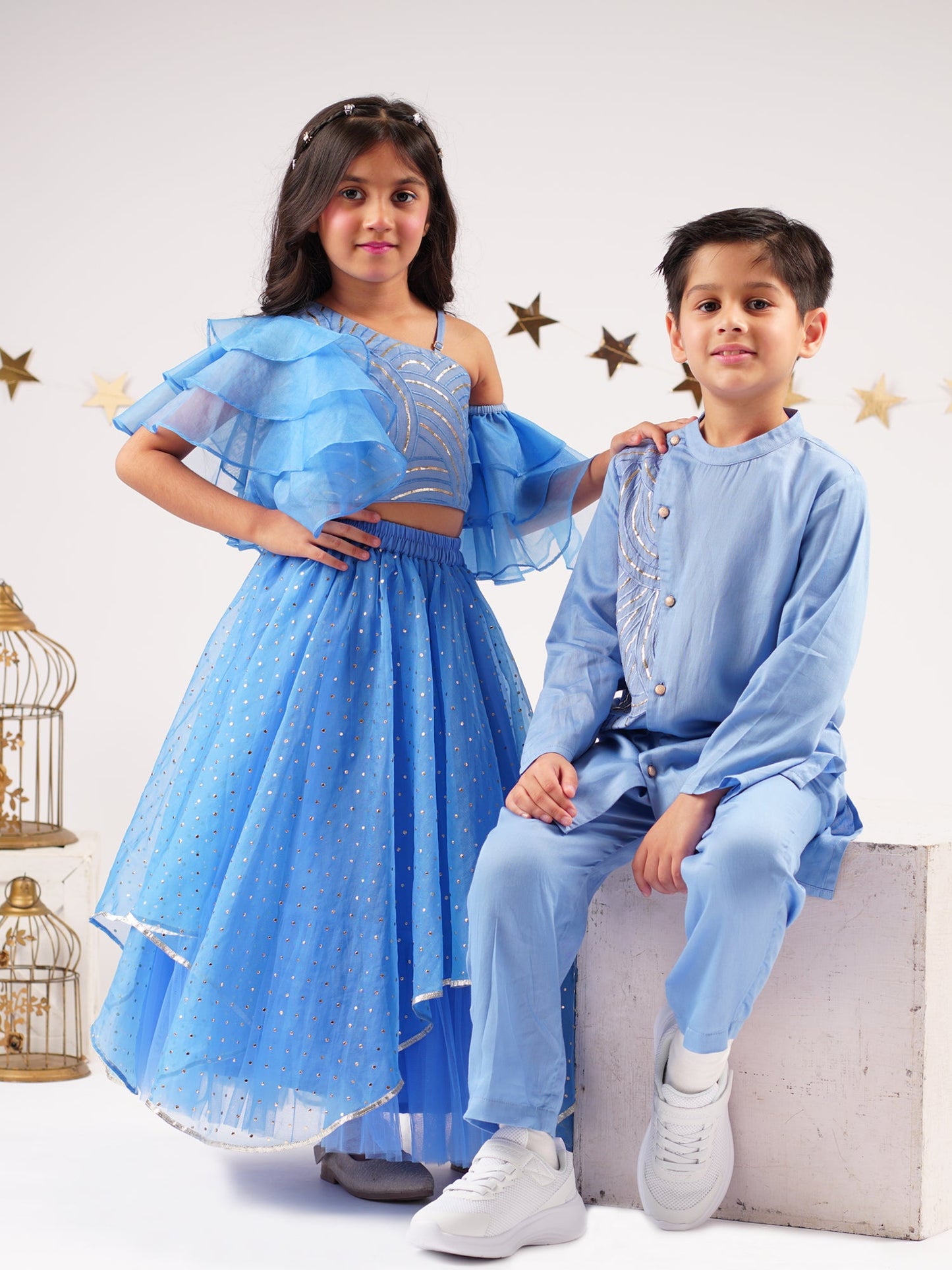 Bollywood Tadka Blue Ghagra Choli Set For Girls