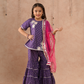 Zarqa Girls Purple Kurta With Sharara Set