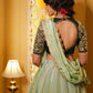 Dark Green Silk & Tissue Bridal Lehenga