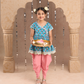 Jaipur Girls Blue Cotton Kurta with Dhoti Ethnic Set