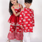 Trunk Tales Girls Red Kurta with Sharara set