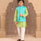 Jaipur Boys Green Kurta and Pyjama with Jacket Ethnic Set