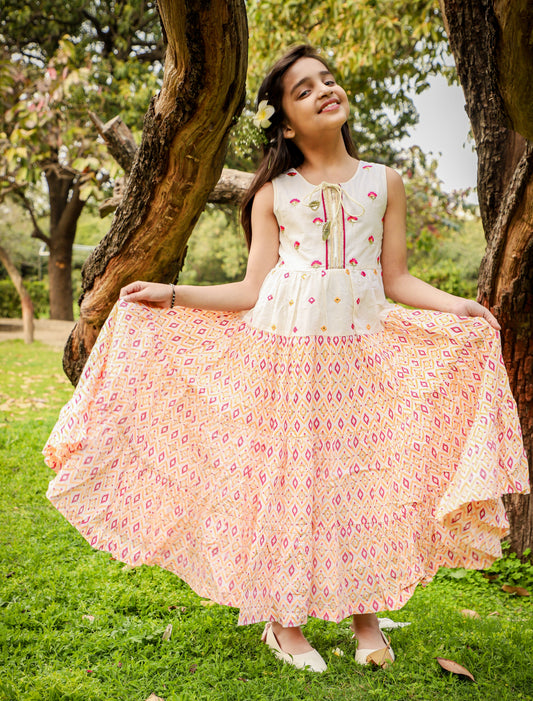 Lil Drama Girls Cotton Ethnic Maxi