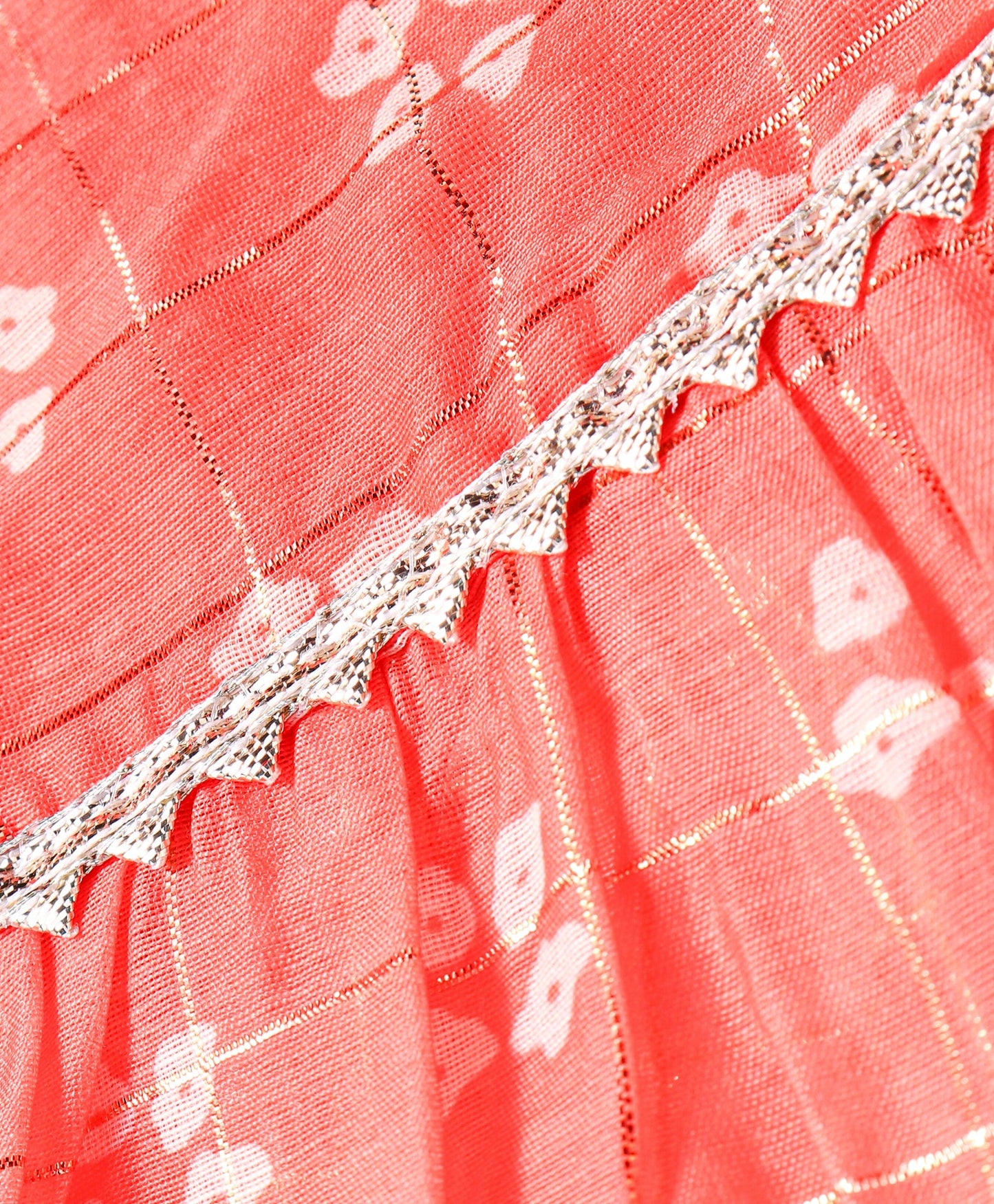 Girls Printed Chanderi Lurex Kurta Sharara Set
