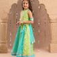 Jaipur Girls Green Cotton Lehanga and Choli with Dupata Ethnic Set