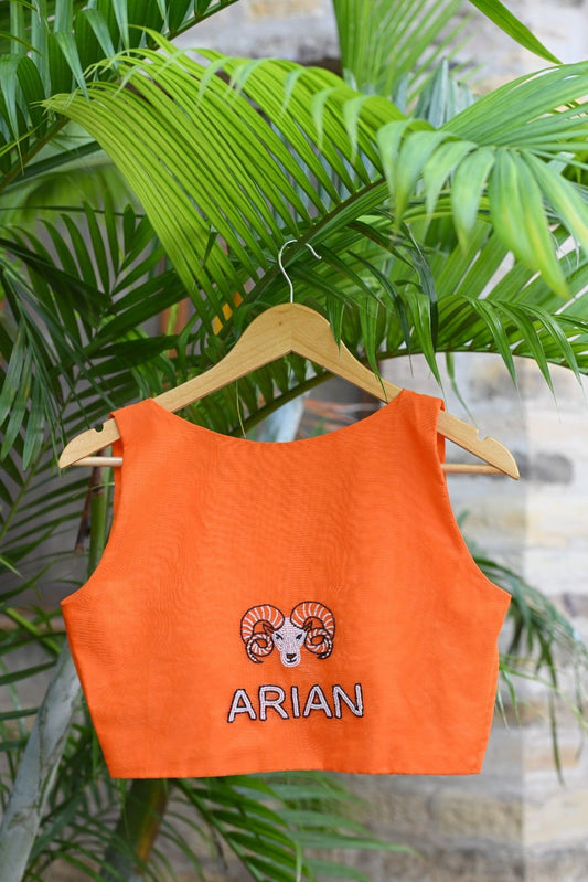 Aries Blouse – Hand-Embroidered Zodiac Elegance - Ensembles