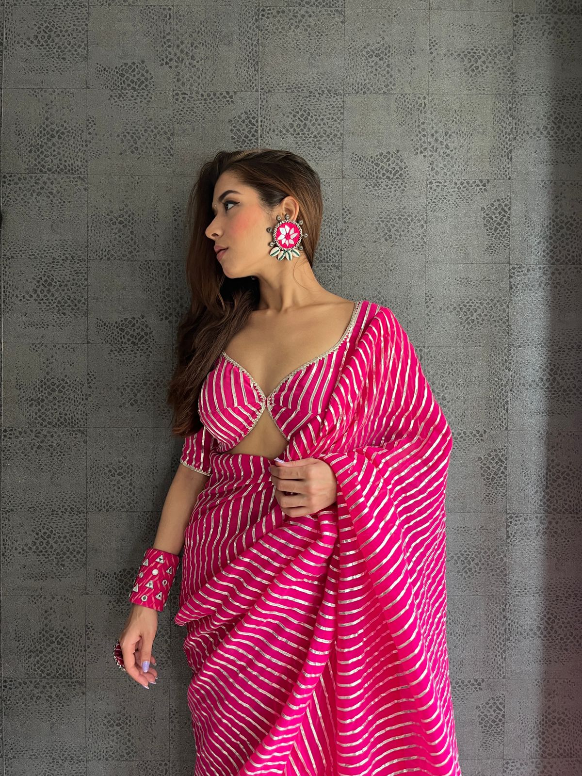 Arum Hot Pink Georgette Saree - Ensembles