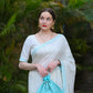 Badal Wala Safed Georgette Saree - Ensembles