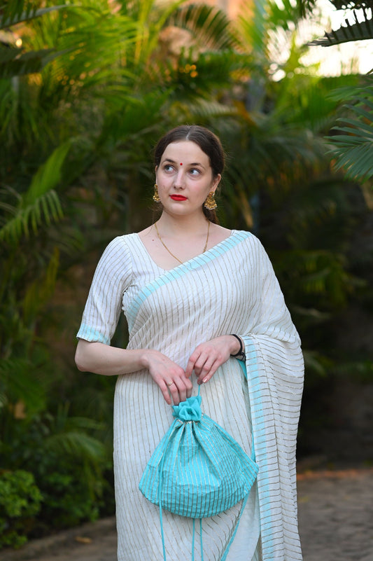 Badal Wala Safed Georgette Saree - Ensembles