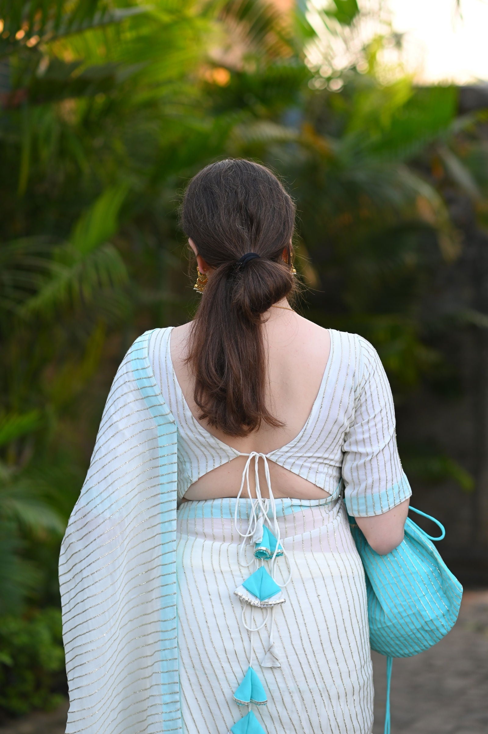 Badal Wala Safed Georgette Saree - Ensembles