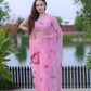 Barbie Dreams Flamingo Pink Pure Silk Organza Saree - Ensembles