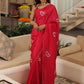 Butterfly Hand-Embroidered Upada Silk Saree - Ensembles
