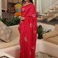 Butterfly Hand-Embroidered Upada Silk Saree - Ensembles