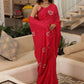 Butterfly Hand-Embroidered Upada Silk Saree - Ensembles