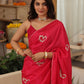 Butterfly Hand-Embroidered Upada Silk Saree - Ensembles