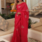 Butterfly Hand-Embroidered Upada Silk Saree - Ensembles